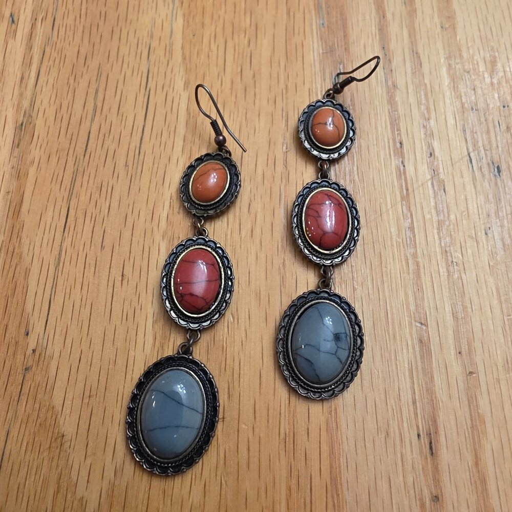 Avon Multi-Colored Stone Drop Dangle Earrings - image 3